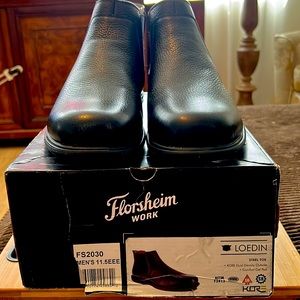 Florsheim black steel toe work boots size 12